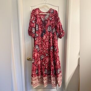 NATURAL LIFE Red and Blue Floral Maxi Dress